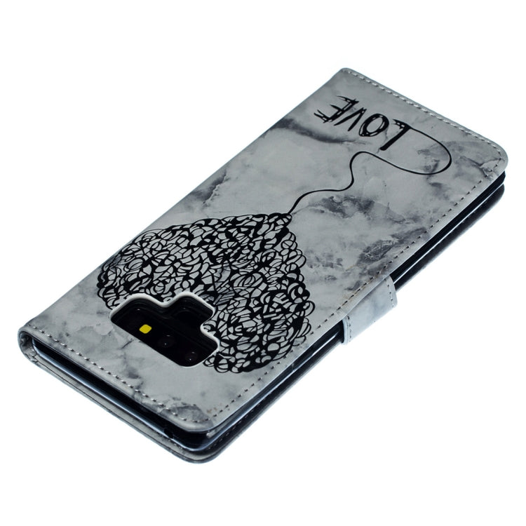 Heart + Marble Pattern Horizontal Flip Leather Case for Galaxy Note9, with Holder & Card Slots & Wallet & Lanyard