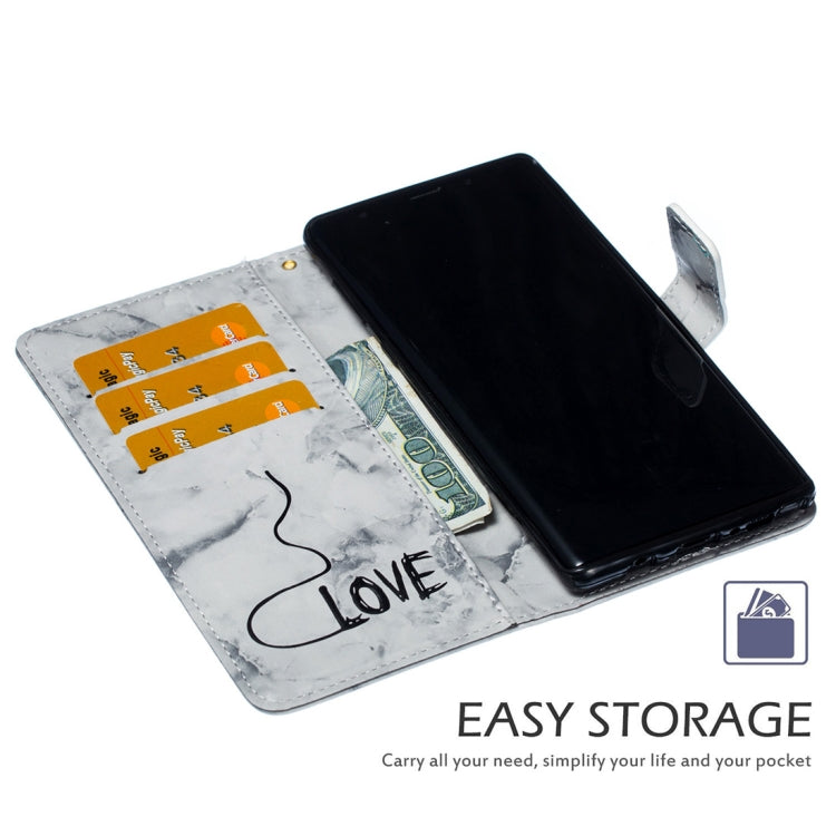 Heart + Marble Pattern Horizontal Flip Leather Case for Galaxy Note9, with Holder & Card Slots & Wallet & Lanyard