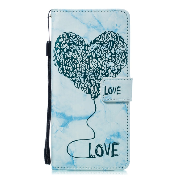 Heart + Marble Pattern Horizontal Flip Leather Case for Galaxy Note9, with Holder & Card Slots & Wallet & Lanyard