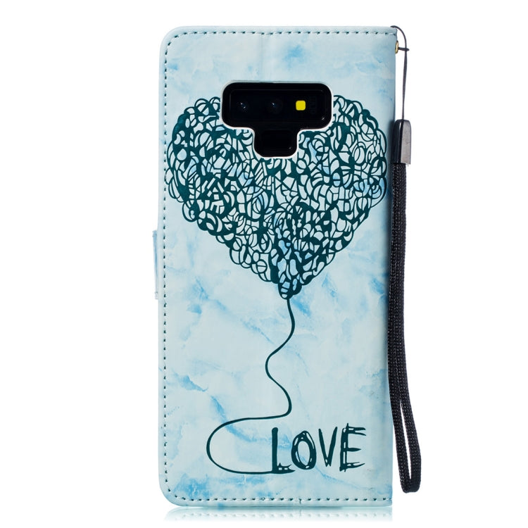 Heart + Marble Pattern Horizontal Flip Leather Case for Galaxy Note9, with Holder & Card Slots & Wallet & Lanyard