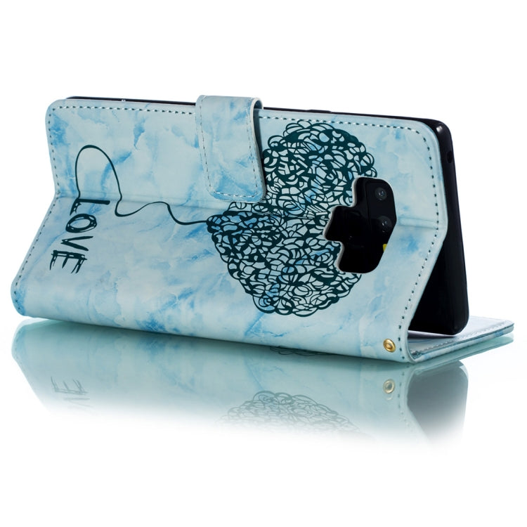 Heart + Marble Pattern Horizontal Flip Leather Case for Galaxy Note9, with Holder & Card Slots & Wallet & Lanyard