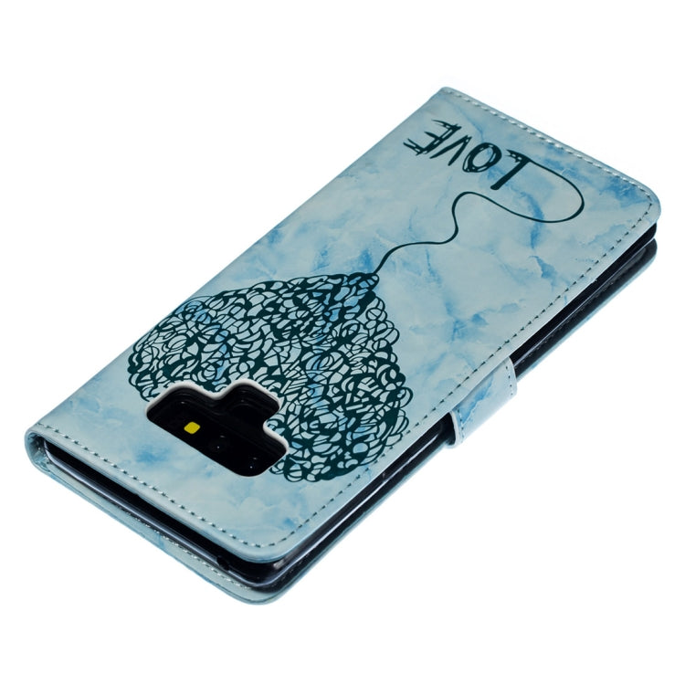 Heart + Marble Pattern Horizontal Flip Leather Case for Galaxy Note9, with Holder & Card Slots & Wallet & Lanyard