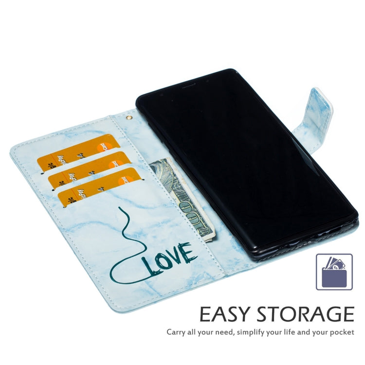 Heart + Marble Pattern Horizontal Flip Leather Case for Galaxy Note9, with Holder & Card Slots & Wallet & Lanyard