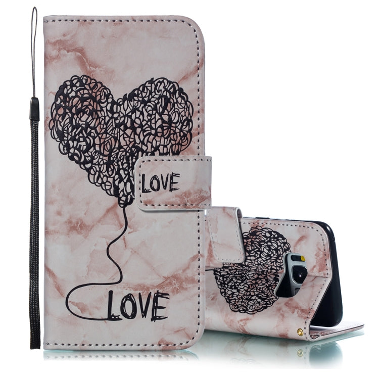 Heart + Marble Pattern Horizontal Flip Leather Case for Galaxy S8, with Holder & Card Slots & Wallet & Lanyard