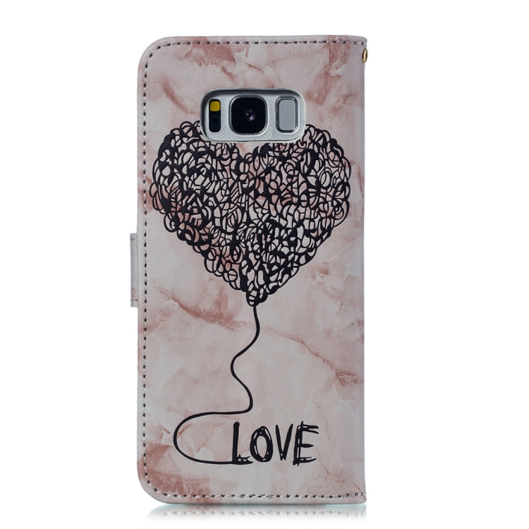 Heart + Marble Pattern Horizontal Flip Leather Case for Galaxy S8, with Holder & Card Slots & Wallet & Lanyard