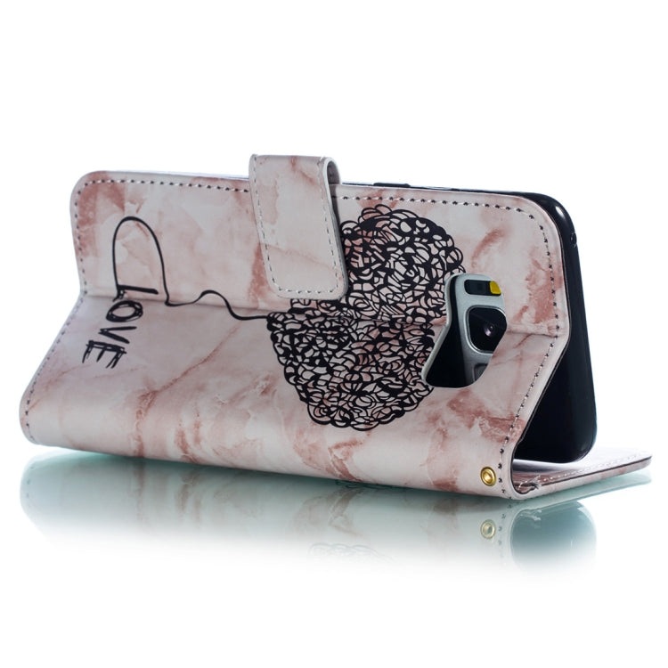 Heart + Marble Pattern Horizontal Flip Leather Case for Galaxy S8, with Holder & Card Slots & Wallet & Lanyard