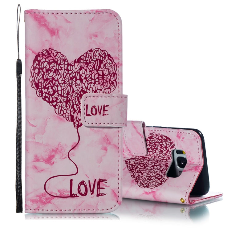 Heart + Marble Pattern Horizontal Flip Leather Case for Galaxy S8, with Holder & Card Slots & Wallet & Lanyard