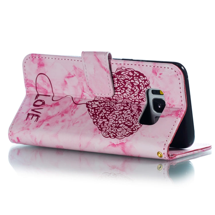 Heart + Marble Pattern Horizontal Flip Leather Case for Galaxy S8, with Holder & Card Slots & Wallet & Lanyard
