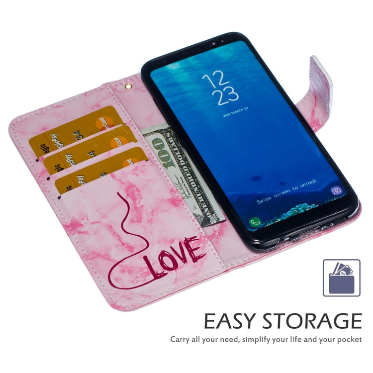 Heart + Marble Pattern Horizontal Flip Leather Case for Galaxy S8, with Holder & Card Slots & Wallet & Lanyard