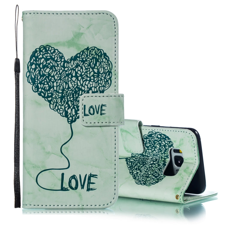 Heart + Marble Pattern Horizontal Flip Leather Case for Galaxy S8, with Holder & Card Slots & Wallet & Lanyard
