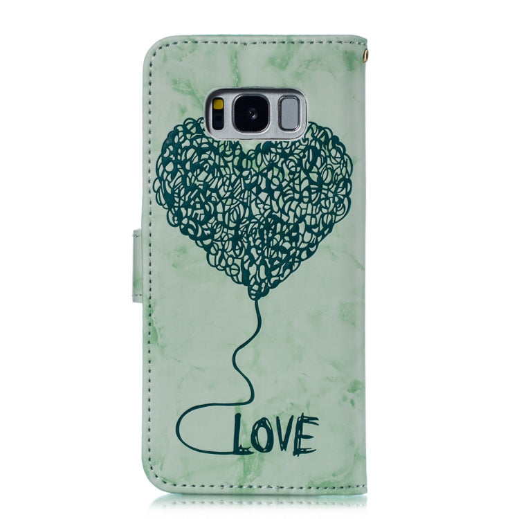 Heart + Marble Pattern Horizontal Flip Leather Case for Galaxy S8, with Holder & Card Slots & Wallet & Lanyard