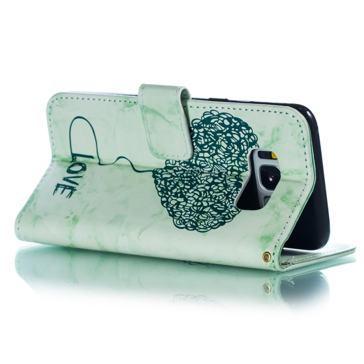 Heart + Marble Pattern Horizontal Flip Leather Case for Galaxy S8, with Holder & Card Slots & Wallet & Lanyard