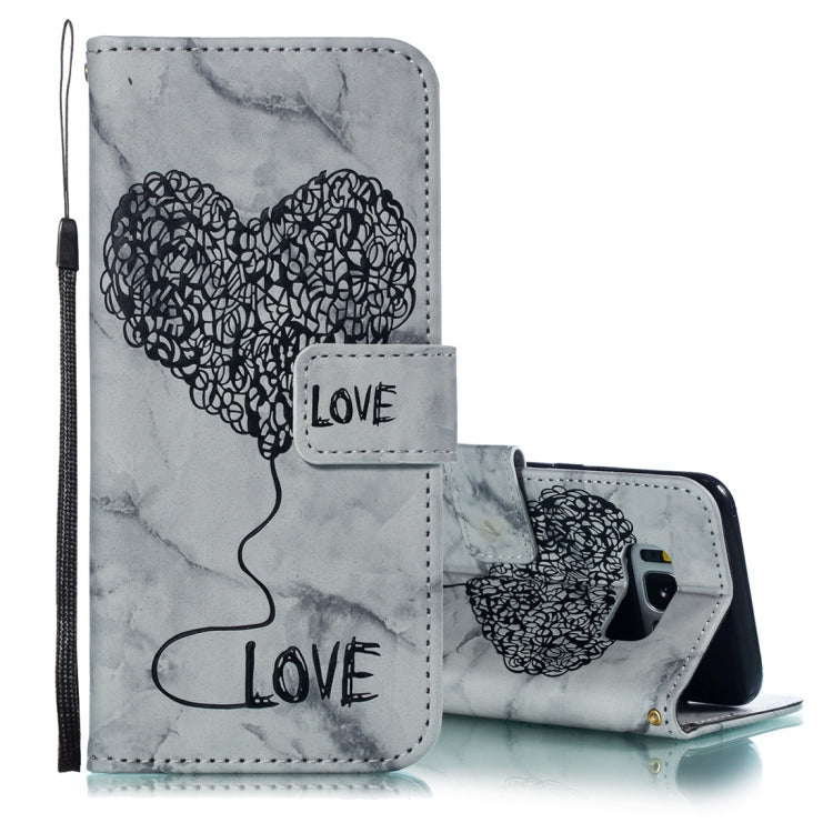 Heart + Marble Pattern Horizontal Flip Leather Case for Galaxy S8, with Holder & Card Slots & Wallet & Lanyard