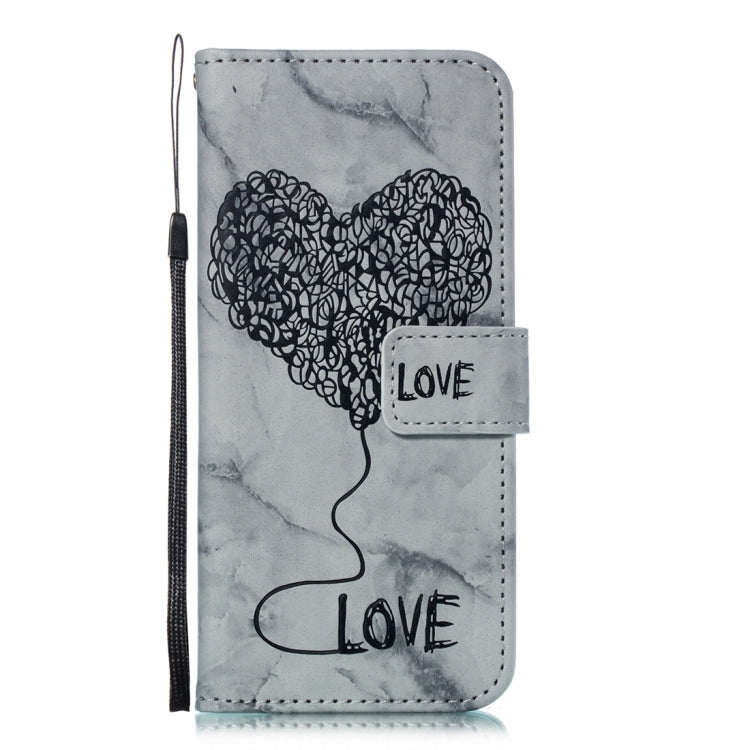 Heart + Marble Pattern Horizontal Flip Leather Case for Galaxy S8, with Holder & Card Slots & Wallet & Lanyard