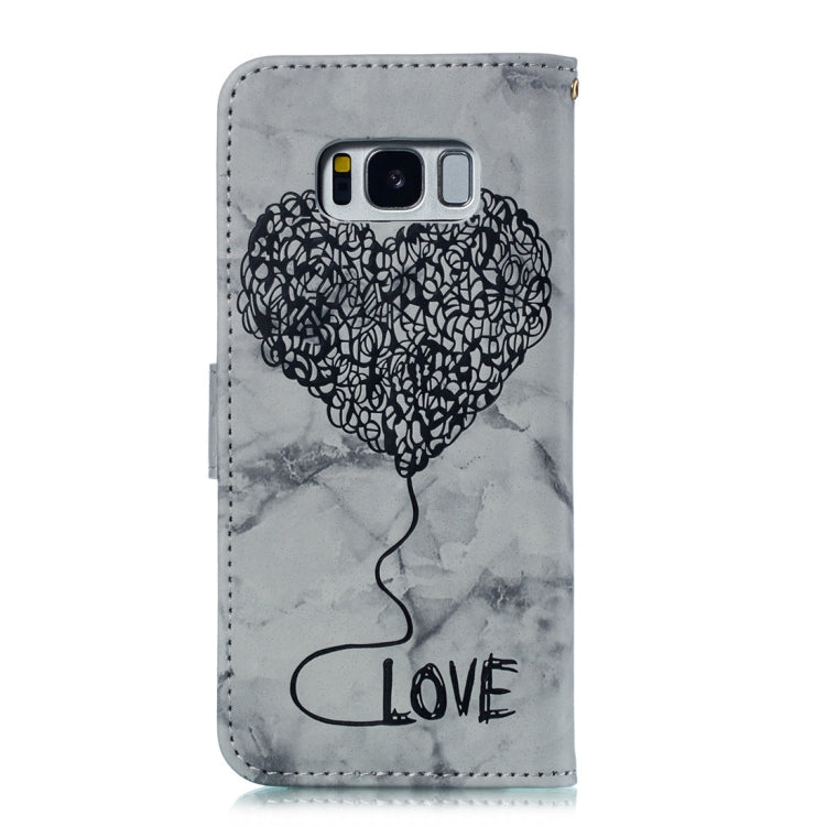 Heart + Marble Pattern Horizontal Flip Leather Case for Galaxy S8, with Holder & Card Slots & Wallet & Lanyard