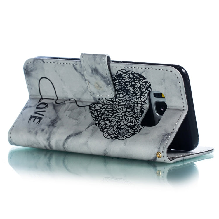 Heart + Marble Pattern Horizontal Flip Leather Case for Galaxy S8, with Holder & Card Slots & Wallet & Lanyard