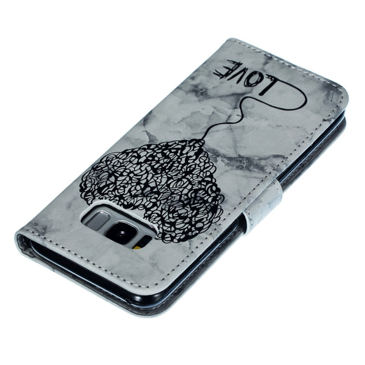 Heart + Marble Pattern Horizontal Flip Leather Case for Galaxy S8, with Holder & Card Slots & Wallet & Lanyard