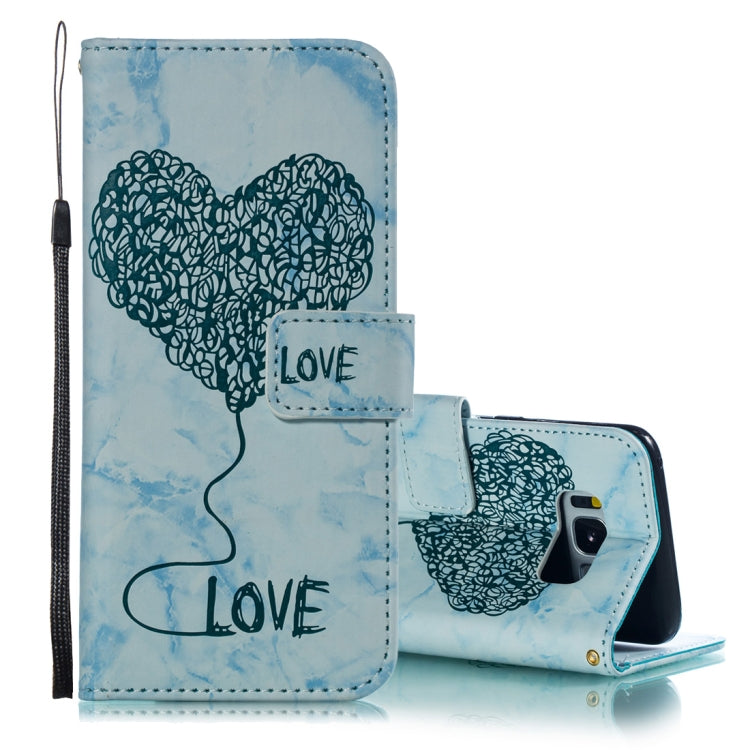 Heart + Marble Pattern Horizontal Flip Leather Case for Galaxy S8, with Holder & Card Slots & Wallet & Lanyard