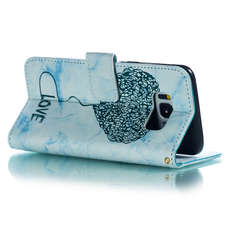 Heart + Marble Pattern Horizontal Flip Leather Case for Galaxy S8, with Holder & Card Slots & Wallet & Lanyard