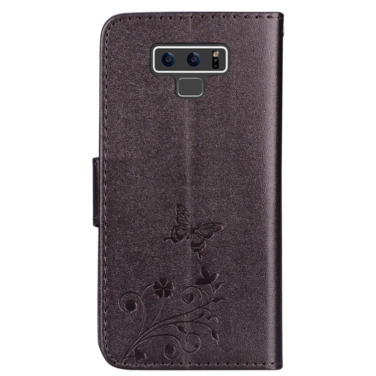 Floral Butterfly Pattern Horizontal Flip Leather Case with Mirror & Card Slot & Holder & Wallet & Lanyard For Galaxy Note9