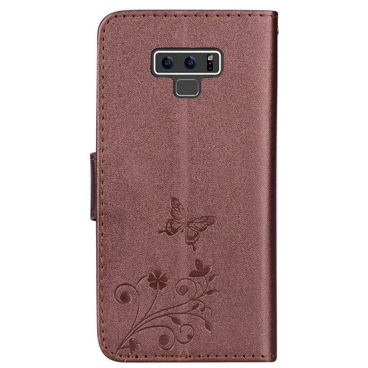Floral Butterfly Pattern Horizontal Flip Leather Case with Mirror & Card Slot & Holder & Wallet & Lanyard For Galaxy Note9