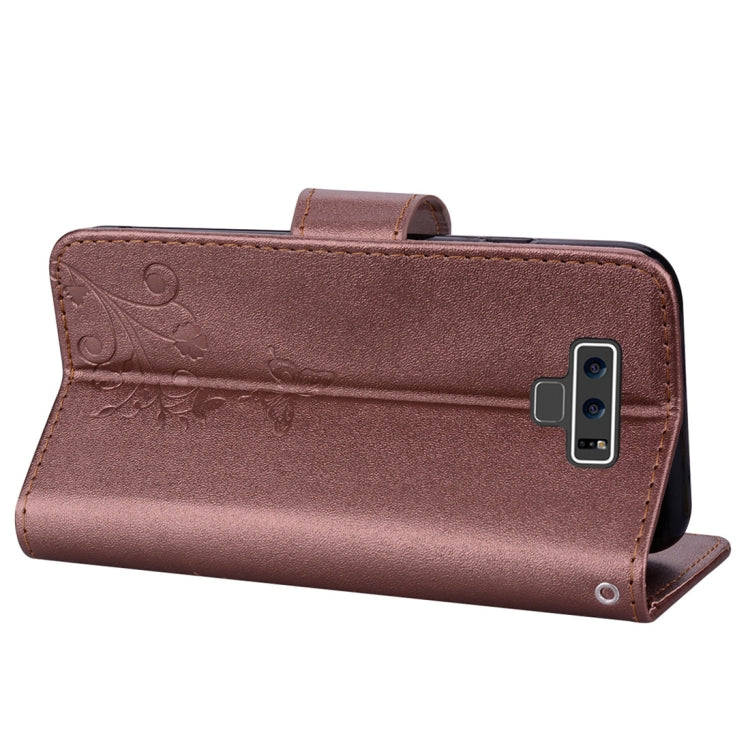 Floral Butterfly Pattern Horizontal Flip Leather Case with Mirror & Card Slot & Holder & Wallet & Lanyard For Galaxy Note9