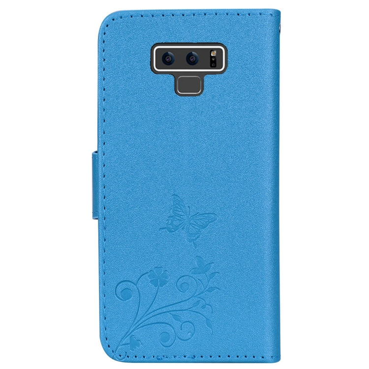 Floral Butterfly Pattern Horizontal Flip Leather Case with Mirror & Card Slot & Holder & Wallet & Lanyard For Galaxy Note9