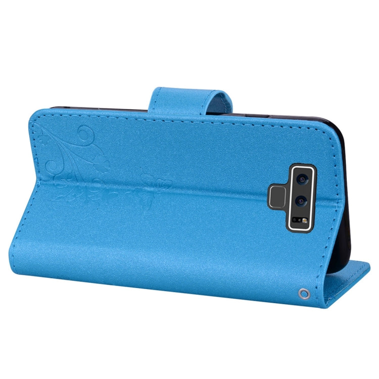 Floral Butterfly Pattern Horizontal Flip Leather Case with Mirror & Card Slot & Holder & Wallet & Lanyard For Galaxy Note9