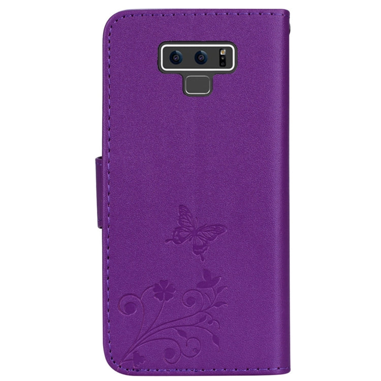 Floral Butterfly Pattern Horizontal Flip Leather Case with Mirror & Card Slot & Holder & Wallet & Lanyard For Galaxy Note9