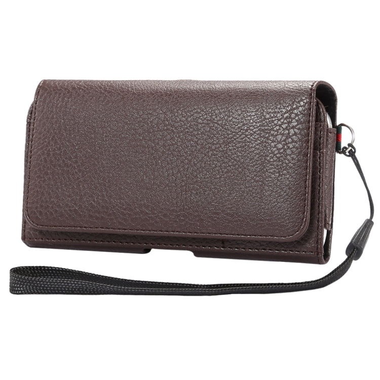 Universal Litchi Texture Vertical Flip Thwartwise PU Leather Case / Waist Bag with Back Splint & Card Slots & 15cm Lanyard for iPhone X & Galaxy S7 & S6 Edge & S6, Huawei P9 & P9 Lite, Sony Xperia Z5, Xiaomi Redmi 4, Size: 14.6 x 7.8 x 1.8 cm