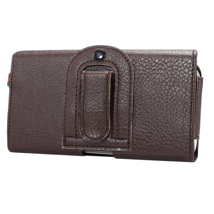 Universal Litchi Texture Vertical Flip Thwartwise PU Leather Case / Waist Bag with Back Splint & Card Slots & 15cm Lanyard for iPhone X & Galaxy S7 & S6 Edge & S6, Huawei P9 & P9 Lite, Sony Xperia Z5, Xiaomi Redmi 4, Size: 14.6 x 7.8 x 1.8 cm