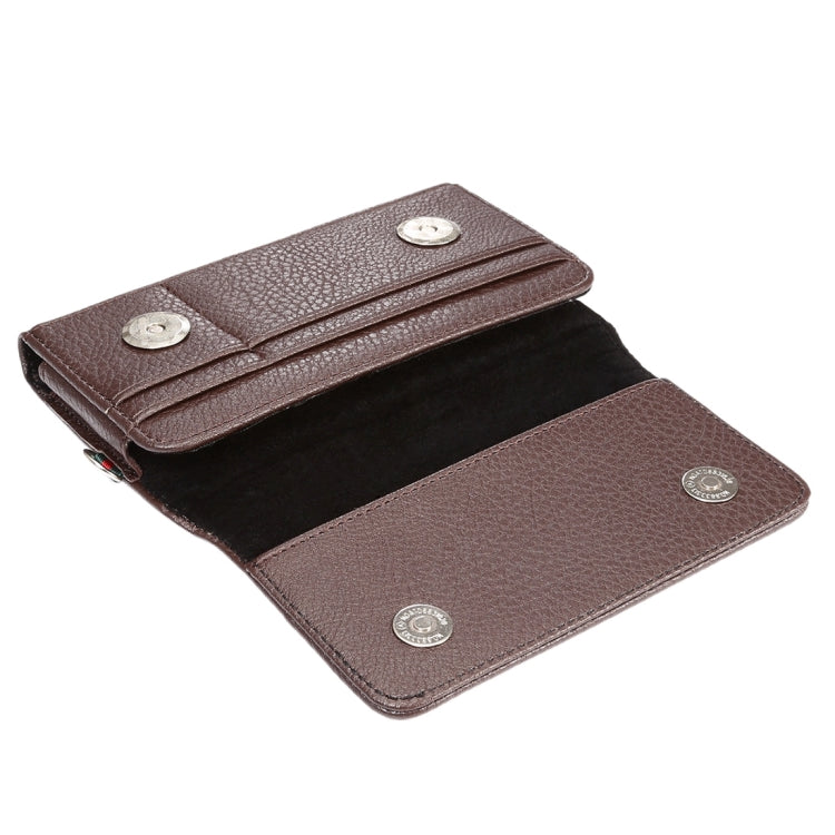 Universal Litchi Texture Vertical Flip Thwartwise PU Leather Case / Waist Bag with Back Splint & Card Slots & 15cm Lanyard for iPhone X & Galaxy S7 & S6 Edge & S6, Huawei P9 & P9 Lite, Sony Xperia Z5, Xiaomi Redmi 4, Size: 14.6 x 7.8 x 1.8 cm