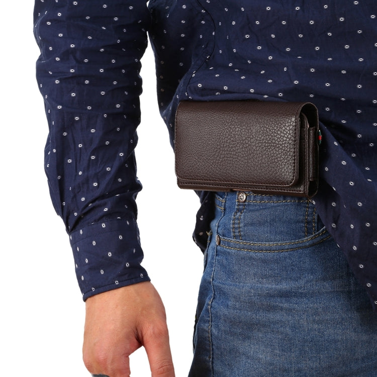 Universal Litchi Texture Vertical Flip Thwartwise PU Leather Case / Waist Bag with Back Splint & Card Slots & 15cm Lanyard for iPhone X & Galaxy S7 & S6 Edge & S6, Huawei P9 & P9 Lite, Sony Xperia Z5, Xiaomi Redmi 4, Size: 14.6 x 7.8 x 1.8 cm