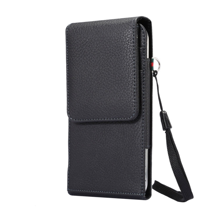 Universal Litchi Texture Vertical Flip Upright PU Leather Case / Waist Bag with Back Splint & Card Slots & 15cm Lanyard for Galaxy S7 Edge, Huawei P9 Plus & Honor 6 Plus, LG G5, Xiaomi Redmi Note 3 & Note 2, Size: 16 x 7.8 x 1.8 cm