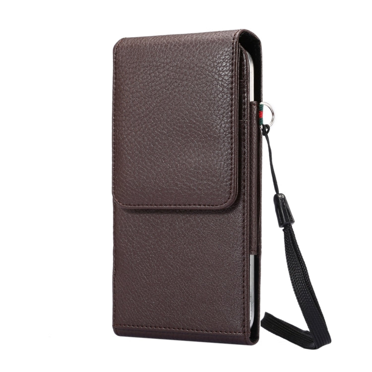 Universal Litchi Texture Vertical Flip Upright PU Leather Case / Waist Bag with Back Splint & Card Slots & 15cm Lanyard for Galaxy S7 Edge, Huawei P9 Plus & Honor 6 Plus, LG G5, Xiaomi Redmi Note 3 & Note 2, Size: 16 x 7.8 x 1.8 cm