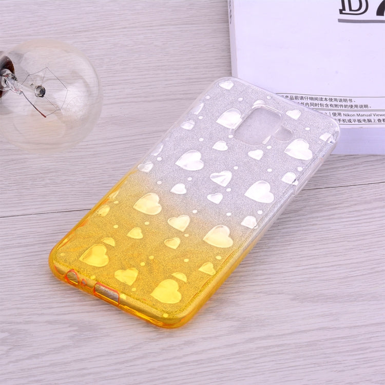 Heart Pattern Diamond Texture TPU Protector Back Cover Case for Galaxy A6+ (2018)