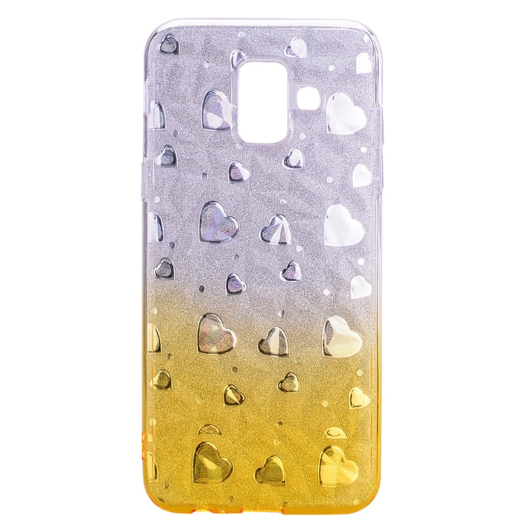 Heart Pattern Diamond Texture TPU Protector Back Cover Case for Galaxy A6+ (2018)