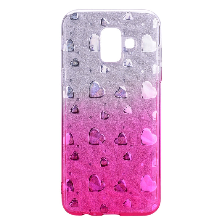 Heart Pattern Diamond Texture TPU Protector Back Cover Case for Galaxy A6+ (2018)