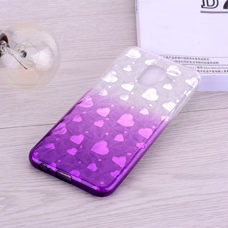 Heart Pattern Diamond Texture TPU Protector Back Cover Case for Galaxy A6+ (2018)