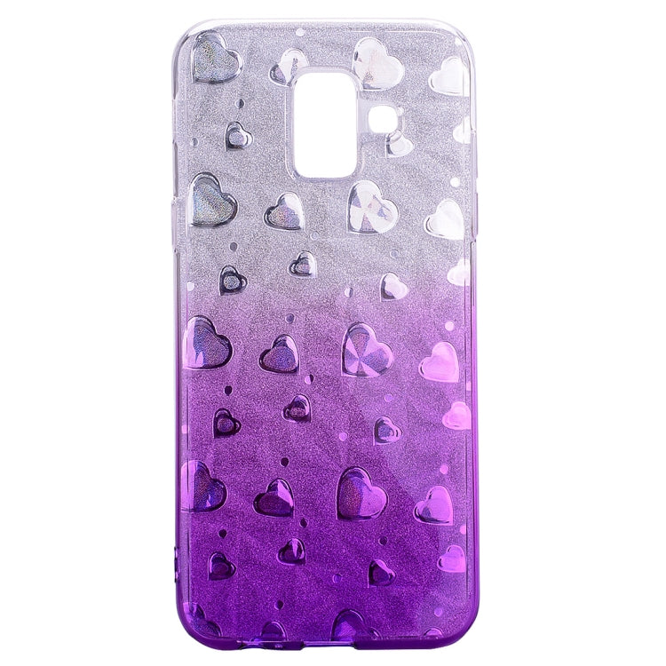 Heart Pattern Diamond Texture TPU Protector Back Cover Case for Galaxy A6+ (2018)