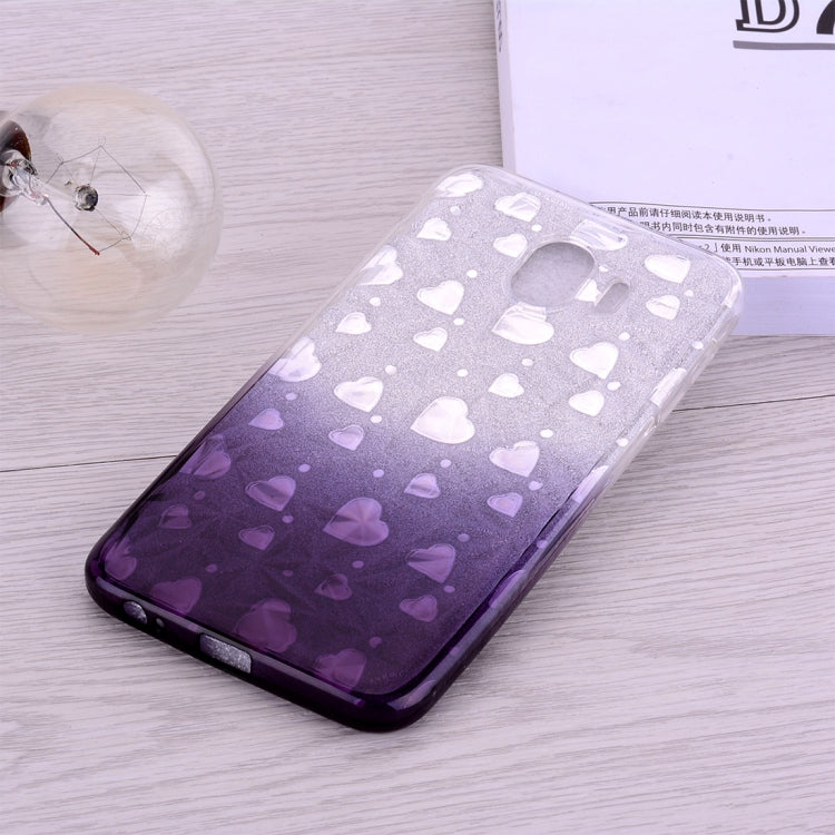Heart Pattern Diamond Texture TPU Protector Back Cover Case for Galaxy J4 (2018)