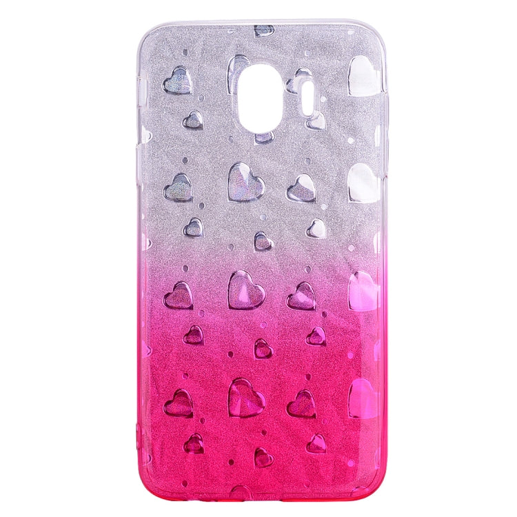 Heart Pattern Diamond Texture TPU Protector Back Cover Case for Galaxy J4 (2018)