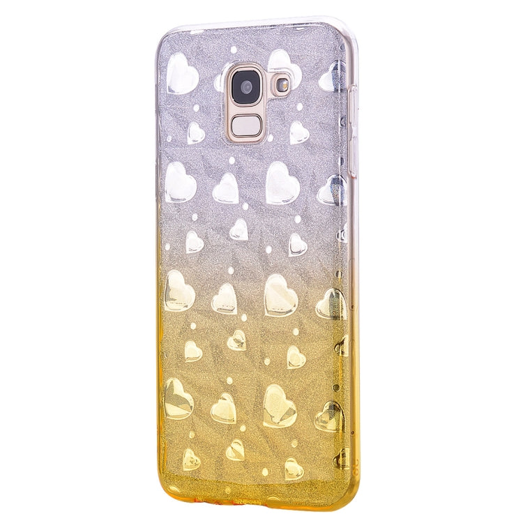 Heart Pattern Diamond Texture TPU Protector Back Cover Case for Galaxy J6 (2018)