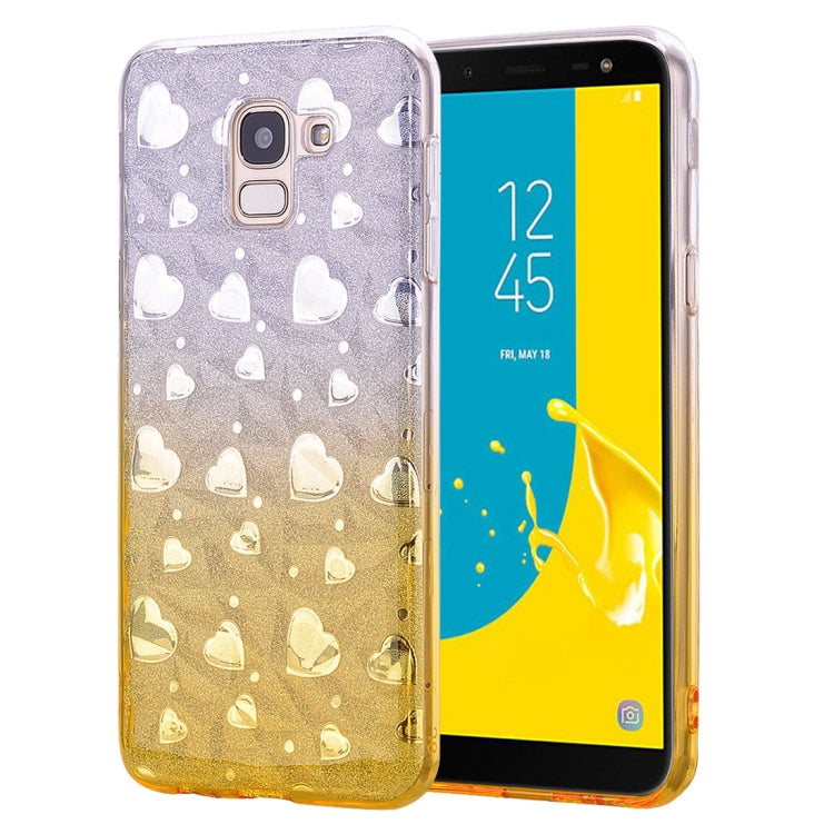 Heart Pattern Diamond Texture TPU Protector Back Cover Case for Galaxy J6 (2018)