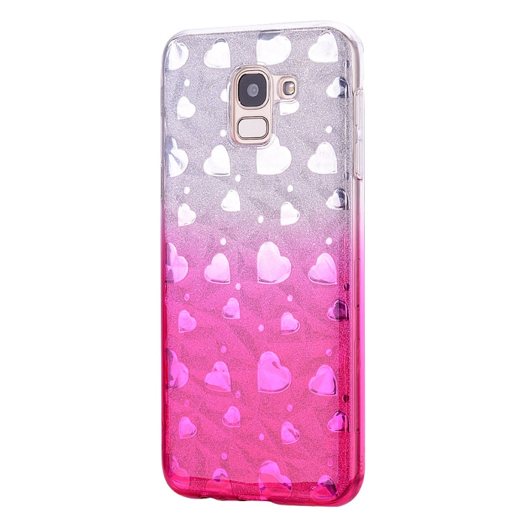 Heart Pattern Diamond Texture TPU Protector Back Cover Case for Galaxy J6 (2018)