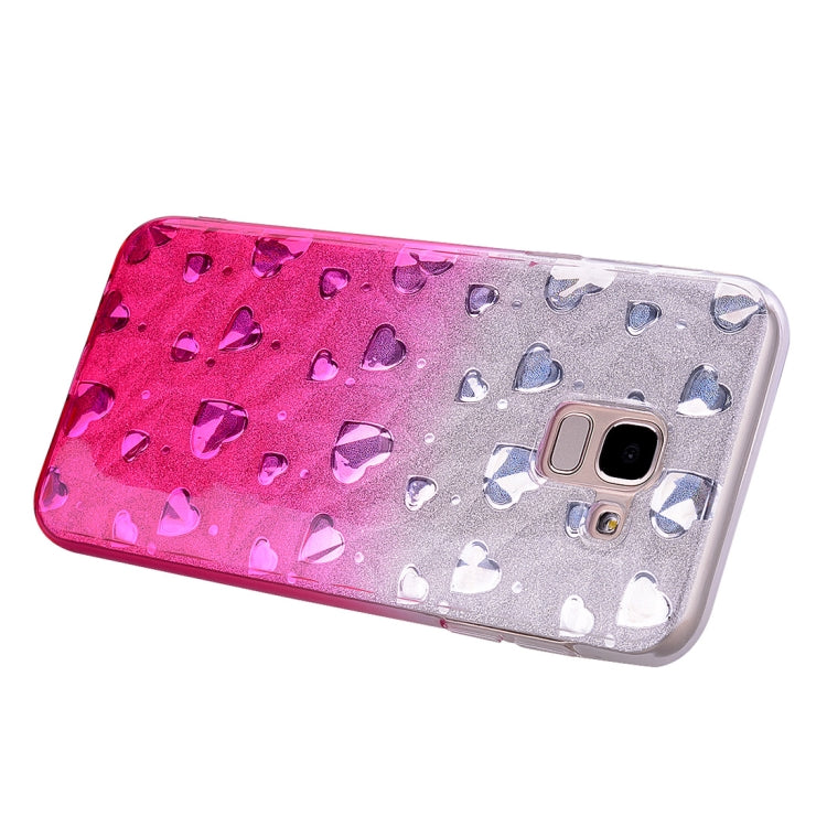 Heart Pattern Diamond Texture TPU Protector Back Cover Case for Galaxy J6 (2018)