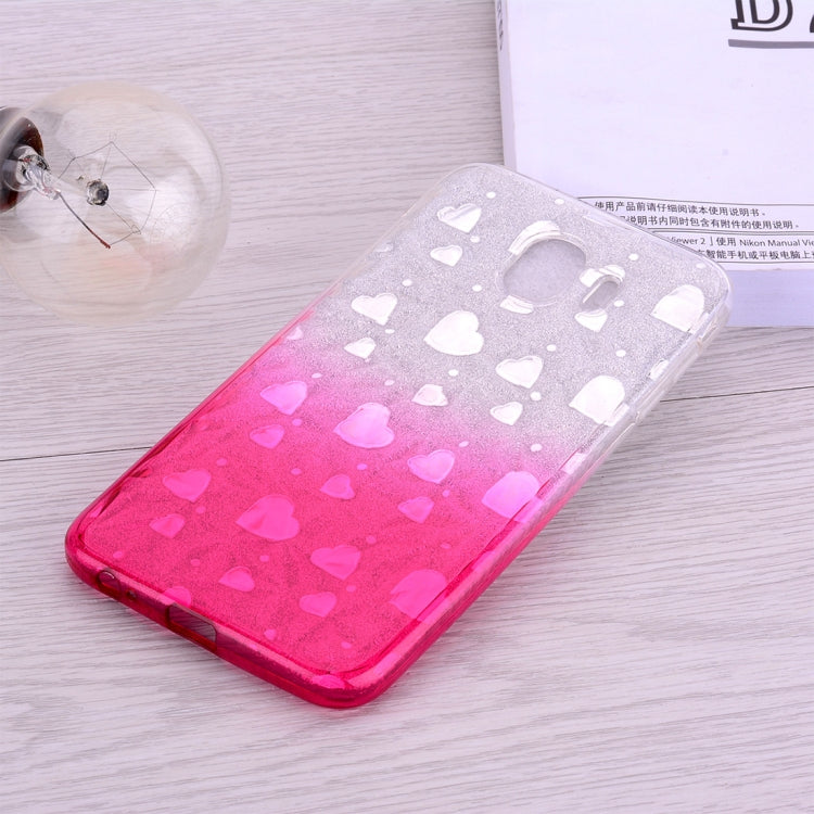 Heart Pattern Diamond Texture TPU Protector Back Cover Case for Galaxy J6 (2018)
