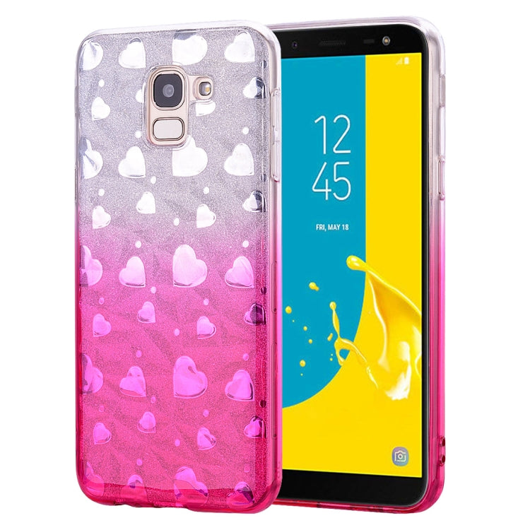 Heart Pattern Diamond Texture TPU Protector Back Cover Case for Galaxy J6 (2018)