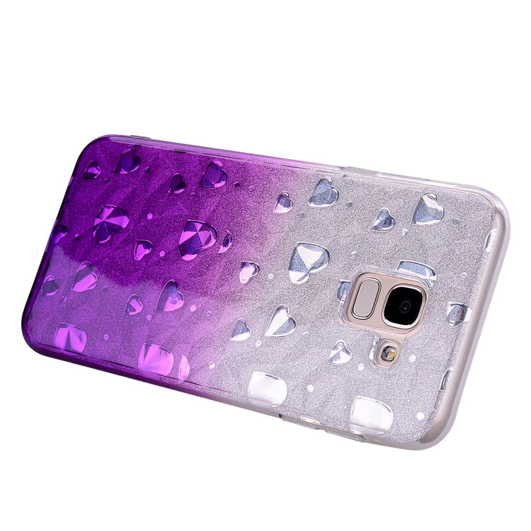 Heart Pattern Diamond Texture TPU Protector Back Cover Case for Galaxy J6 (2018)