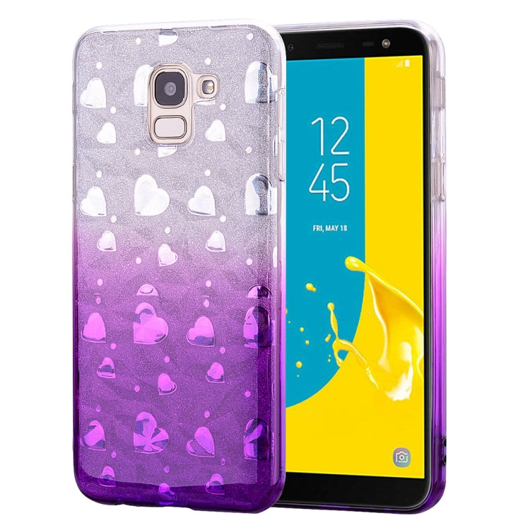 Heart Pattern Diamond Texture TPU Protector Back Cover Case for Galaxy J6 (2018)